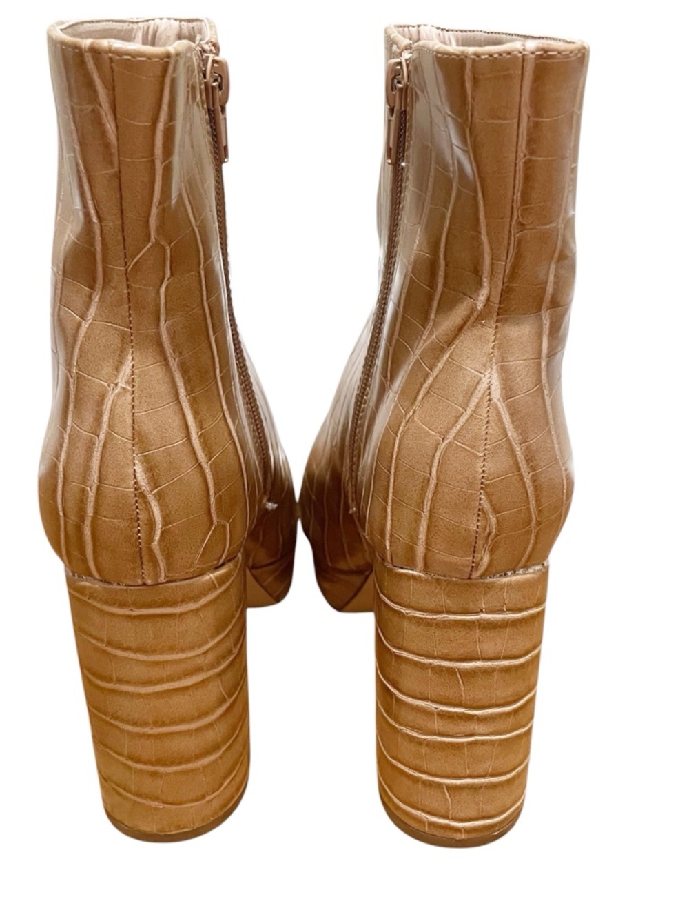Lulu's Layne Sand Croc Platform Ankle Booties Tan Women’s Size 8.5 - Picture 7 of 10